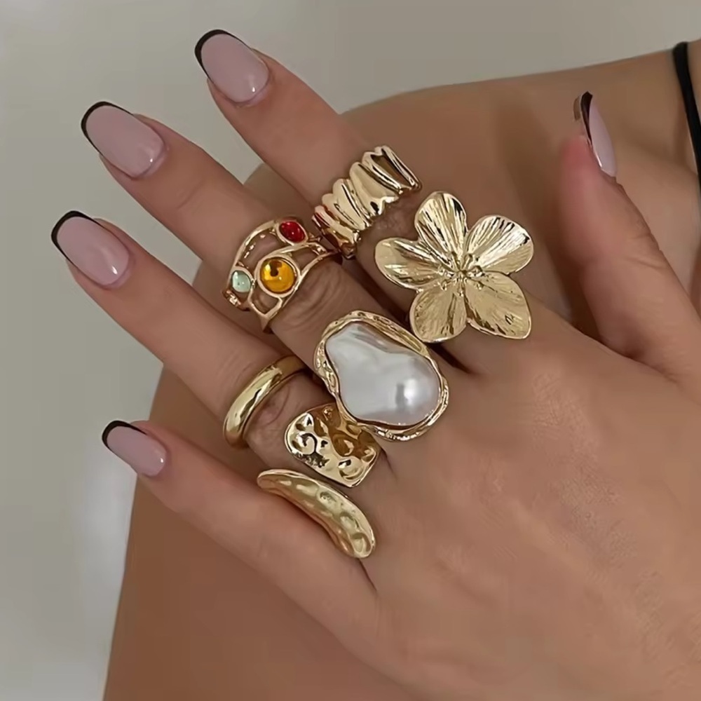 Golden Goddess Boho Luxe Gold 6 Piece Ring Set - Picture 13 of 14